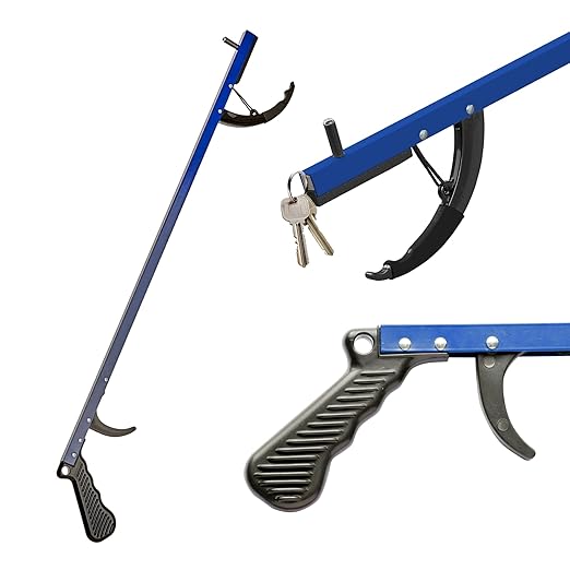 Sammons Preston Reacher, 26" Lightweight Grabber Reacher Tool with Magnetic Tip, Ergonomic Grip & Claw Jaw, Portable Reaching Aid for Seniors, Daily Living & Home Use, Standard Blue
