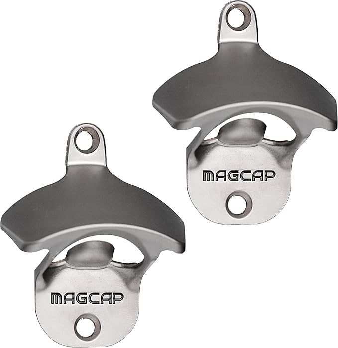 Outdoor Bottle Opener Wall Mounted - Style Magnetic Beer Bottle Opener that Catches Caps - Easy to Install and Incredibly Convenient