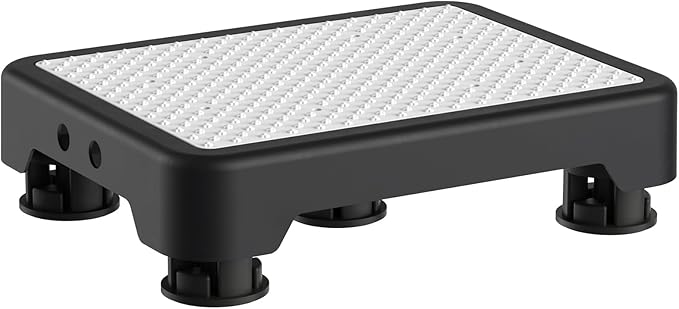 Ronlap One Step Stools for Adults, Portable Safety Step Platform for Seniors Small Plastic Bedside Step Stool Mobility Wide Step Stools Elderly Assistance for Shower Bed Car Stair Outdoor, Black-White