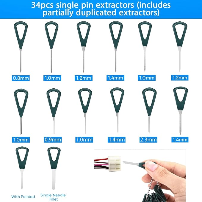 Terminal Removal Tool Kit 92 Pcs Depinning Tool Electrical Connector Pin Removal Tool Kit Pin Extractor Tool Set Wire Terminal Release Tool for Automotive Car Household Devices