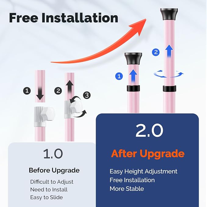 HAMITOR Corner Shower Caddy Tension Pole: Quick Installation 4-Tier Rustproof Bathroom Organizer Shelves for Bathtub Shampoo Storage - 47-121 inch Adjustable Floor Standing Bath Rack Holder - Pink