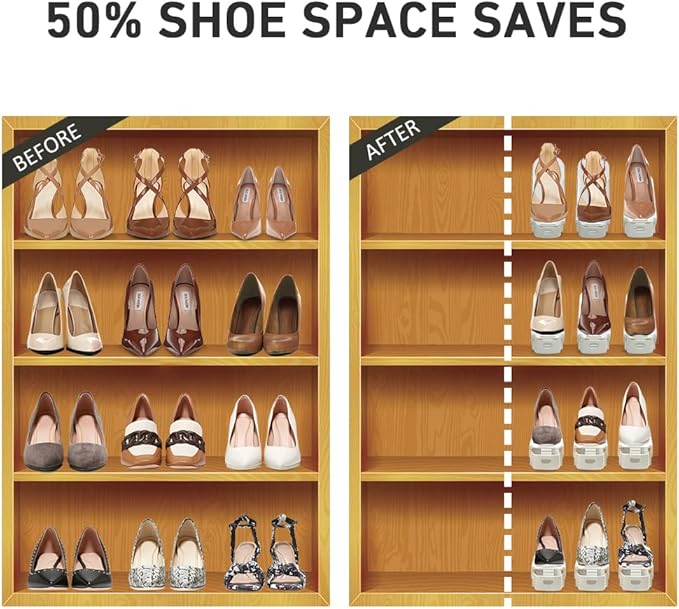 Shoe Slots Organizer 36 Pack - Shoe Organizer Space Saver 50%,Adjustable Thickening Shoe Stackers for a pair of Shoes,Shoe Storage Shoe Rack Holder for closet organization,organizador de zapatos,White