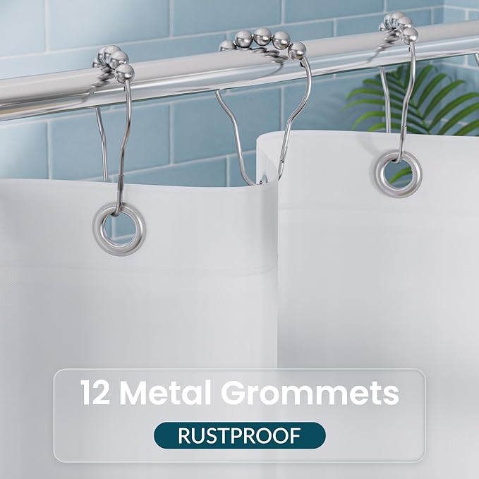 Titanker White Shower Curtain Liner, 72x65 PEVA Shower Liner Inside Shower Curtain Liner Washable Shower Curtains for Bathroom with Magnets and Rustproof Metal Grommet Holes