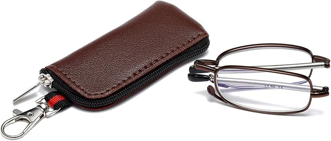 Folding Reading Glasses for Men Women, Keychain Compact Readers Blue Light Portable Pocket Eyeglasses