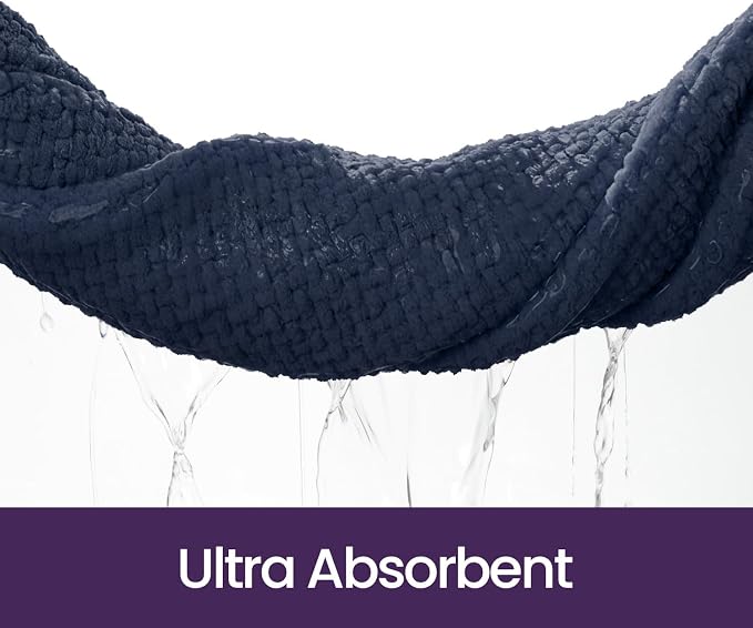 DEXI Bathroom Rugs 32x20, Non Slip Washable Bath Mat, Absorbent Chenille Bathmat, Ultra Soft Thick Carpet for Tub Shower Floor, Navy