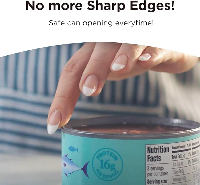 Kitchen Mama Mini Electric Can Opener Smooth Edge: Opens Can with One Press - Ultra-Compact, Portable, Hands-Free, Safe, Cordless, Seniors with Arthritis, Automatic, Battery Operated Appliance (Blue)