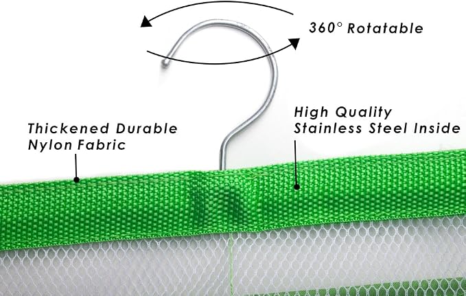ALYER 6 Storage Pockets Hanging Mesh Shower Caddy,Space Saving Bathroom Accessories and Quick Dry Bath Organizer with Hanger,Green