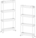 SPACELEAD 2-piece Set Slim Storage Cart 3 Tier,Bathroom Organizer Rolling Utility,Mobile Shelving Unit Slide Out for Office, Kitchen, Laundry Room & Narrow Places