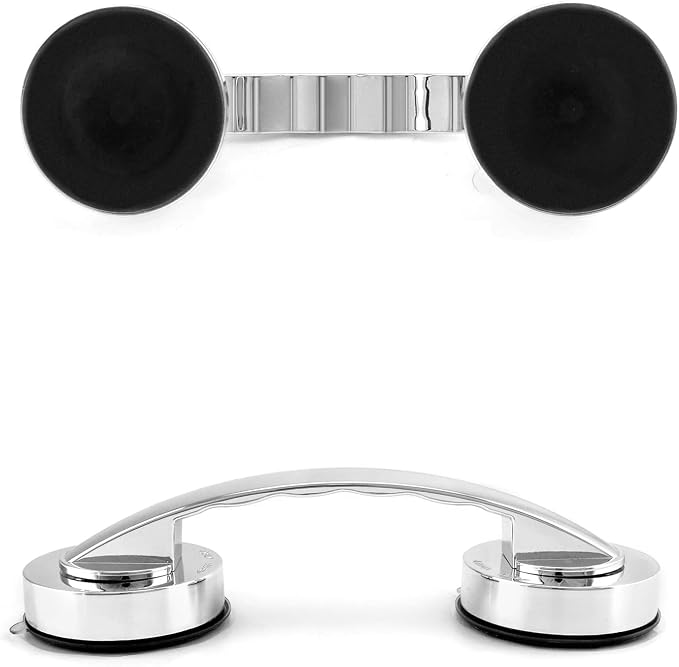 QWORK 2 Pack Glass Door Suction Handle, Shower Grab Bars Suction Handle, Non-Porous Absorption Handles for Cabinet Sliding Door, Window,Shower Door Drawer
