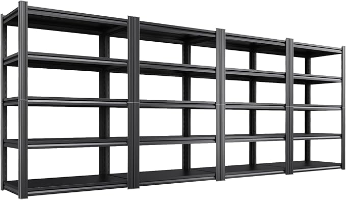 4-Pack Heavy Duty Garage Shelving for Garage, Warehouse & Workshop Organization, 71" H x 35" W x 16" D Adjustable 5-Tier All Metal Storage Shelf for Tools, Storage Bins & Bulk Items