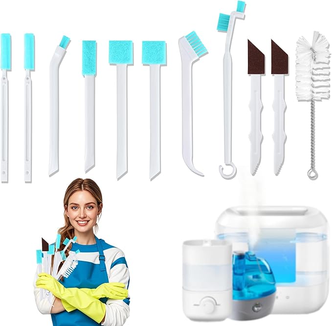 XANGNIER 11 Pcs Humidifier Cleaner Brush Set–Small Detail Cleaning Brushes for Crevices, Gaps, Corners, Keyboard, Bottle, Tiles, and Tight Spaces–Household & Travel Cleaning Tools