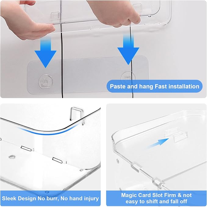 Diesisa Acrylic Wall Mounted Shower Caddy, Clear, Large Size 4D x 12.8" W x 3.3" H, Acrylic Shelf, No Drilling Walls Adhesive Shelf, Bathroom Shelves with Self Adhesive Tape for Bathroom, Kitchen