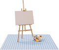 Drydiet 55x55 Inch Extra Large Craft & Painting Floor Mat - Waterproof Non-Slip PVC Art Rug, Floor Protector for Easel Painting Pottery Messy Projects, Washable Roll-up Spill Mat(Light Blue, Argyle)