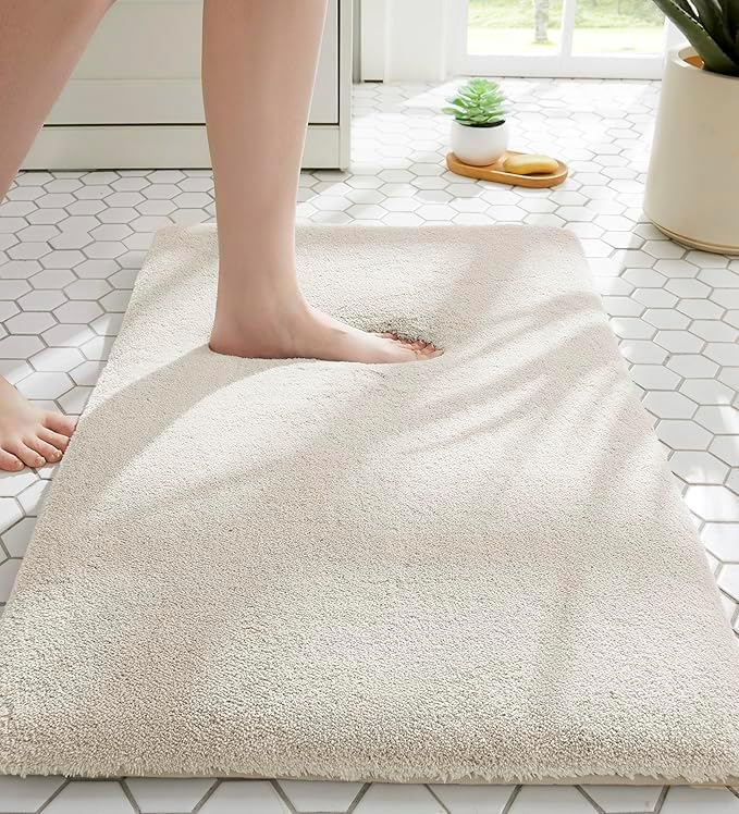 MINIDEAR Bathroom Rugs 36x24 Beige - Thick Memory Foam Bath Mat, Ultra Soft & Plush Fluffy, Non-Slip, Quick Dry, Absorbent Washable Floor Microfiber Mat for Tub, Home Decor Accessories