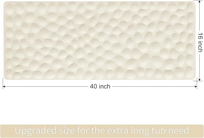 Non-Slip Bathtub Mat OTHWAY Soft Rubber Bathroom Bathmat with Strong Suction Cups (Beige)
