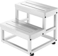 Step Stools for Adults Kids, Heavy Duty Stepping Stool Wooden Bed Step Stools for High Beds, Non-Slip 2 Bedside Foot Stool with 500 Lb Capacity for Bedroom Kitchen Bathroom Outside,Easy Assembly,White