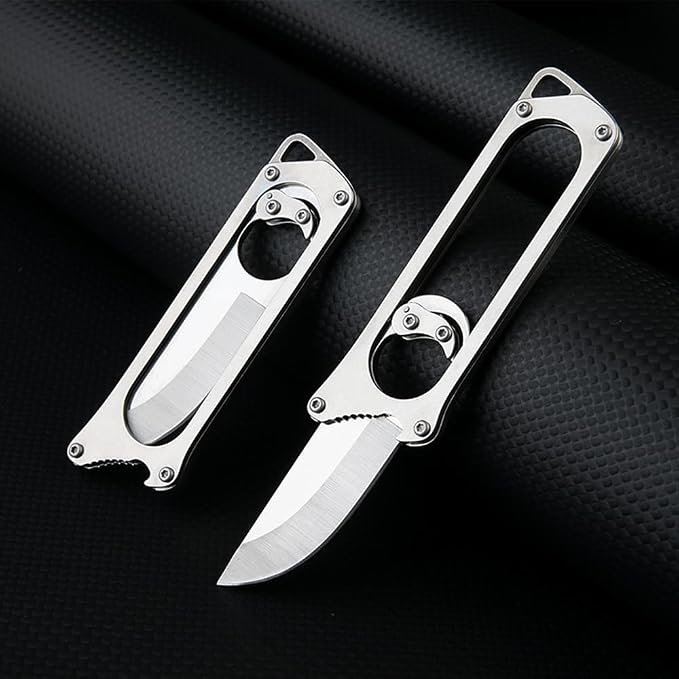 Mutipurpose Stainless Steel Utility Knife, Easy Slide Retractable Blade, EDC Box Cutter Push pull Cutter Knife for Everyday Carry (Style1)