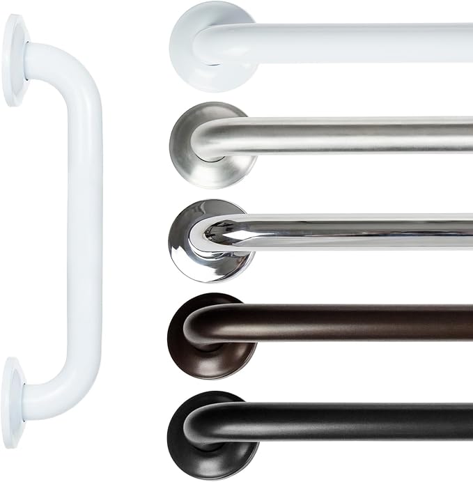 Vive Grab Bar for Showers - Bathroom Antislip Handrail for Seniors, Elderly Assistance Product, Heavy Duty Shower Handles, Handicap Grab Bars, Stainless Steel, Multipurpose, 440 lbs (White)