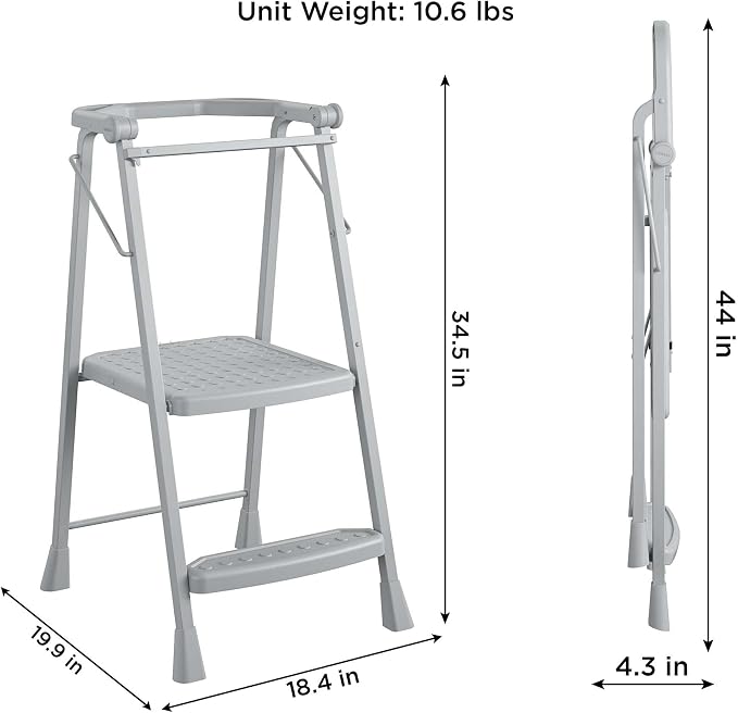 COSCO 2-Step Kitchen Stepper™ Adult Folding Step Stool, Kids Folding (Steel/Resin)