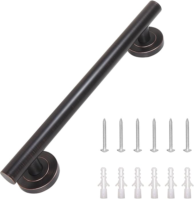 Lava Odoro Shower Grab Bar, Modern Stainless Steel Handicap Grab Bar for Bathtubs and Showers, Shower Safety Bar for Seniors Disabled, ADA-Compliant (Oil Rubbed Bronze, 18 Inch)