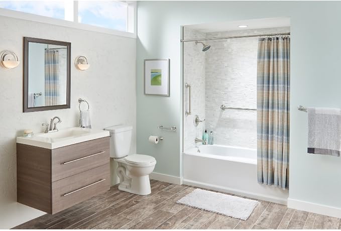 Delta Carlisle (1-Pack) 16' Shower Grab Bar Seniors ADA Compliant Satin Nickel 450 lb Capacity Bathroom Safety Handle for Shower, Bathtub | Wall Mounted Balance Assist, Grip DCL5916-BN