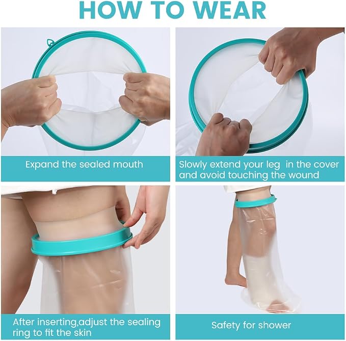Cast Covers for Shower Leg, Waterproof Cast Cover for Showering, Cast Protector for Shower Leg Adult, Shower Boots for Foot after Surgery, Knee, Ankle, Foot (Diameter - 9.8") Extra Large
