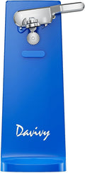 Davivy Electric Can Opener, One Touch Lid Opener, Removable Stainless Steel Cutter and 3-in-1 Design, with Sharpener and Bottle Opener (Blue-ABS)