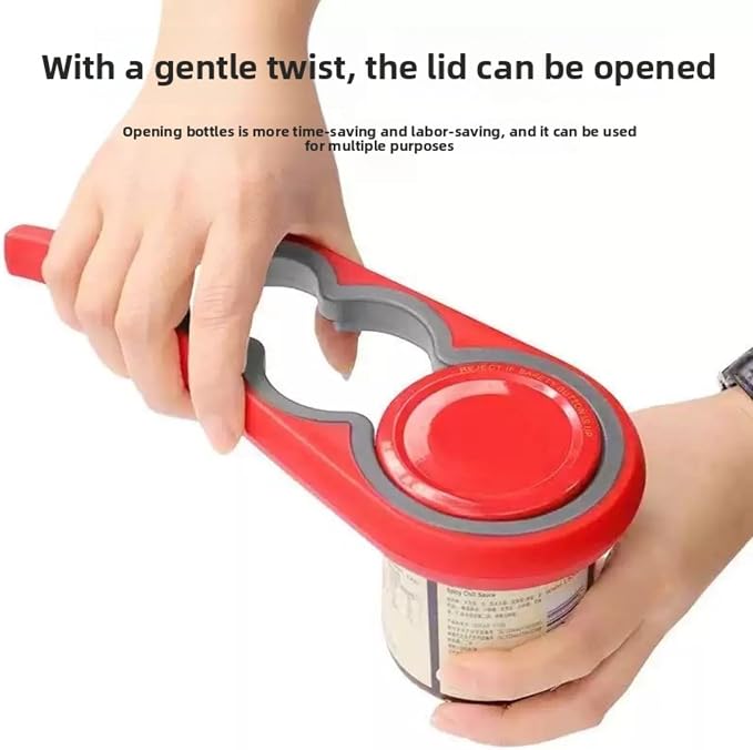 Multi-Color Bottle Opener and Can Opener for Weak Hands, Elderly Arthritis, Elderly, Jar Lid Opener with Rubber Pad for Jar Opener and Corkscrew Opener (red and gray)
