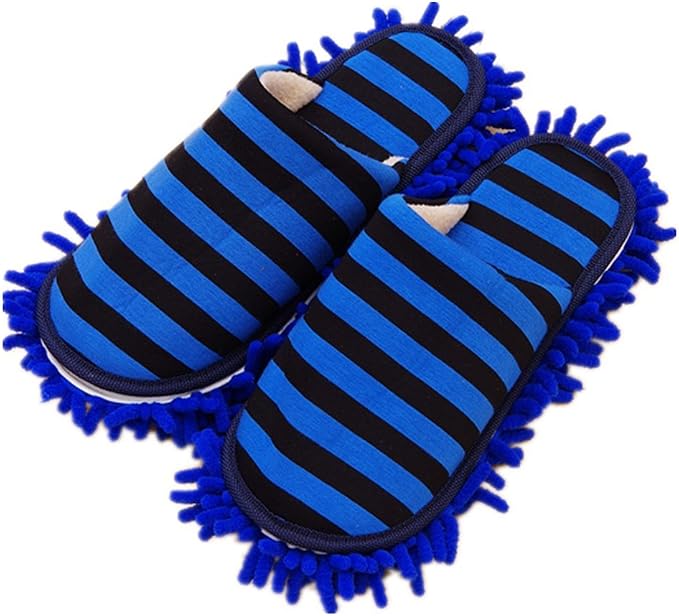 Cleaning Slippers Microfiber Slipper Detachable Mopping Shoes House Floor Cleaning Mop Chenille Sole,One Size (Royal Blue)