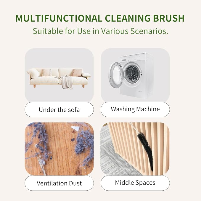 2 Pack Refrigerator Coil Cleaning Brush - 30 Inch Long Handle Dryer Lint Brush Vent Cleaner for Household Use, Duct Remover, Crevice Cleaning Brush, Washing Machine Cleaning Tools