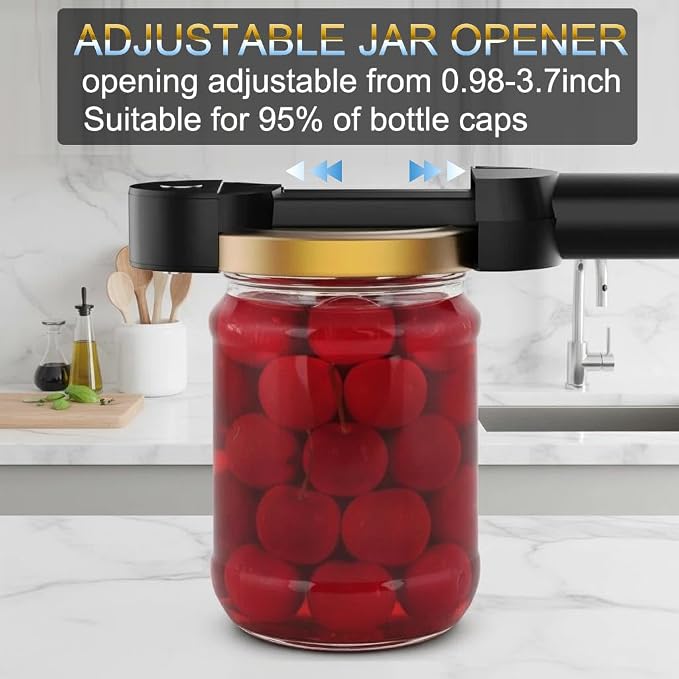 Retractable Bottle Opener Multifunctional 3 in 1 Jar Opener, Plastic Beverage Can, Beer Can Opener, Bottled Water Opener Kitchen Gadgets for More Daily Size Jar, Can, Bottle (Black)
