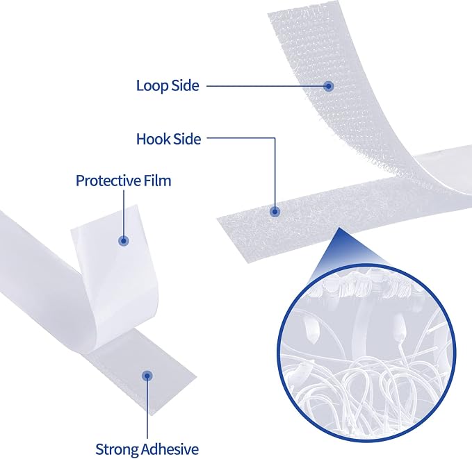 1 Inch x 82 Feet White Self Adhesive Hook and Loop Tape Sticky Back Roll, Nylon Heavy Duty Loop Strips with Adhesive, Multi-Function Hook Tape for Crafting & Wall Hanging - White