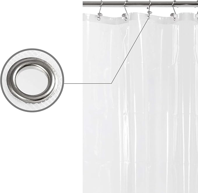 Barossa Design Longer Shower Curtain/Liner with 75 inches Height - 6 Magnets on Bottom, Heavy Duty Waterproof PEVA, PVC Free, Metal Grommets, 72x75, Clear