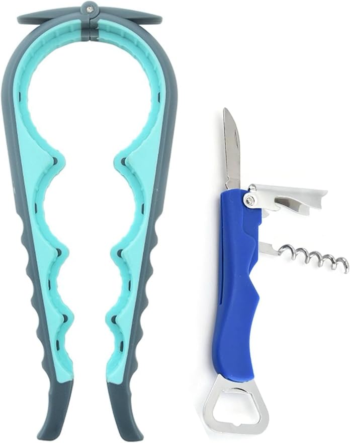 7-in-1 Multi-Function Bottle Opener, Kitchen Can Opener with Corkscrew, Jar Opener Bottle Opener and Can Opener for Weak hands, Seniors with Arthritis and Anyone with Low Strength