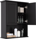 VANIRROR Black Bathroom Wall Cabinet 23x29 inch Wooden Bathroom Medicine Cabinet with 2 Doors and Adjustable Shelf, Wall Mounted Cabinet Over Toilet Storage Cabinet | 2 Doors