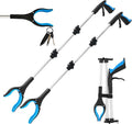 Grabber Reacher Tool for Seniors,36" Foldable Reacher Grabbers Pickup Stick with Anti-Slip 360° Rotating Jaw，with Magnet for Disabled, After Surgery Recovery (Blue, 36inch 2pack)