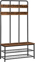 HOOBRO Hall Tree with Bench, Entryway Bench with Coat Rack, Mud Room Rack with 12 Double Hooks and Shoe Storage, Coat Tree, Shoe Rack Organizer, for Foyer, Front Door, Rustic Brown BF05MT01