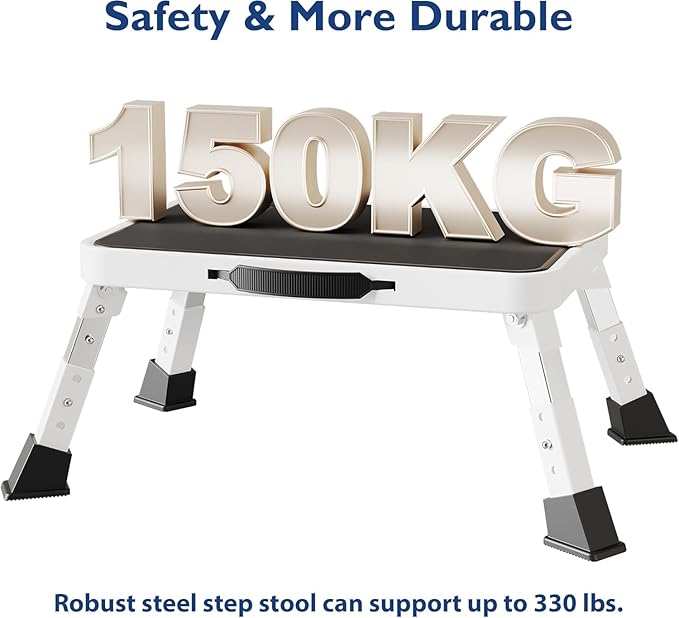 Foldable Step Stool, Adjustable Step Stool with a Non-Slip Platform, Step Ladder with Thick Rubber Feet for Adults Children in Kitchen, Bedroom, Office, Rv, 330 Lbs Capacity