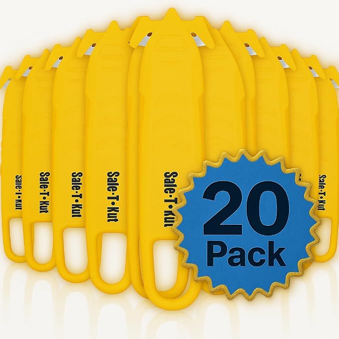 Safe•T•Kut Safety Box Cutter 20 Pack – Enclosed Blade Utility Knife for Opening Boxes, Packaging, Plastic Wrap, Tape & Zip Ties