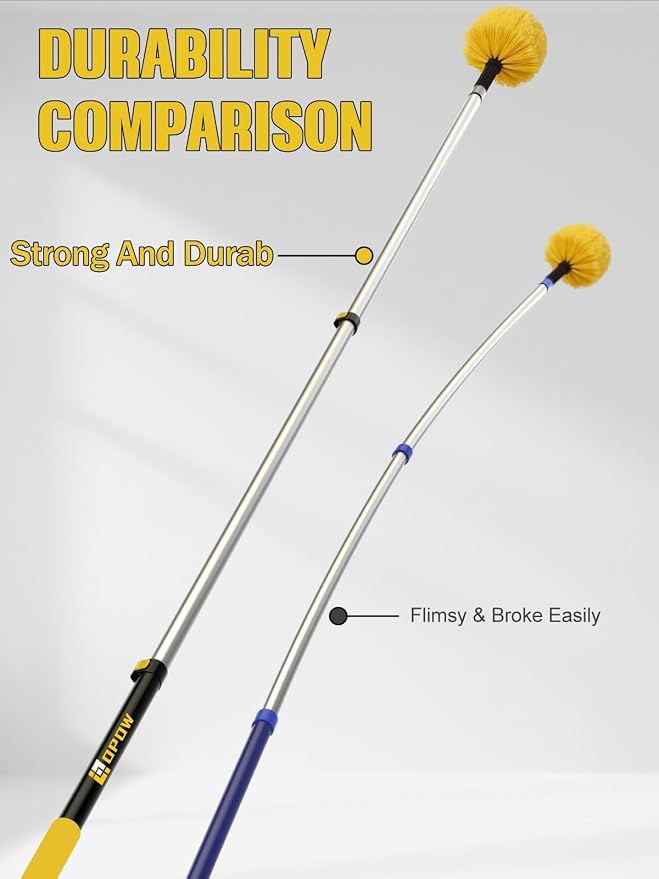 4.8-28ft Heavy-Duty Extension Pole - Maximum 34ft Reach for Large Commercial Buildings - Premium Aluminum Construction - Professional Grade Multi-Purpose Tool