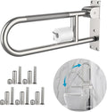 Toilet Grab Bar 24 Inch, Munzong Anti-Slip Handicap Grab Bars with Paper Holder, Flip-Up Bathroom Toilet Safety Rails, Stainless Steel Knurled Support handrails for Seniors Elderly Disabled Pregnant