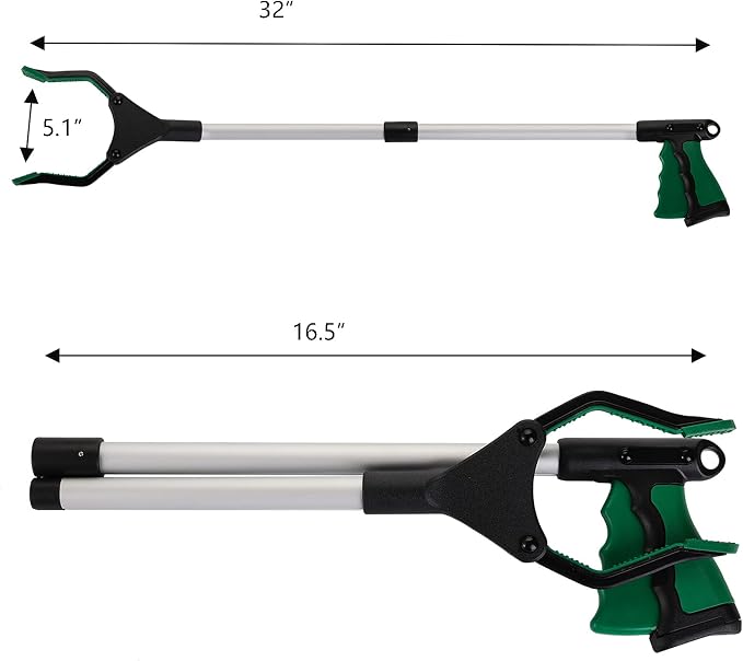 TOPZEA 3 Pack Grabber Reacher Tool for Elderly, 32 Inch Foldable Trash Pick Up Stick Grabbers Picker Upper, Long Claw Grabber Pickup Tool for Garbage, Mobility Aid Reaching Assist Tool, Garden Gripper