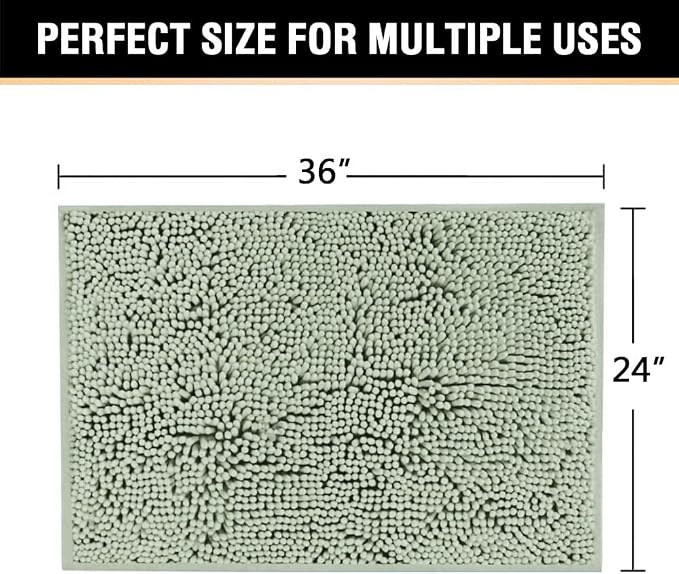 H.VERSAILTEX Bath Mat for Bathroom Non Slip Luxury Chenille Ultra Soft Bath Rugs 24x36 Absorbent Non Skid Shaggy Rugs Washable Dry Fast Plush Area Carpet Mats for Indoor, Bath Room, Tub - Sage