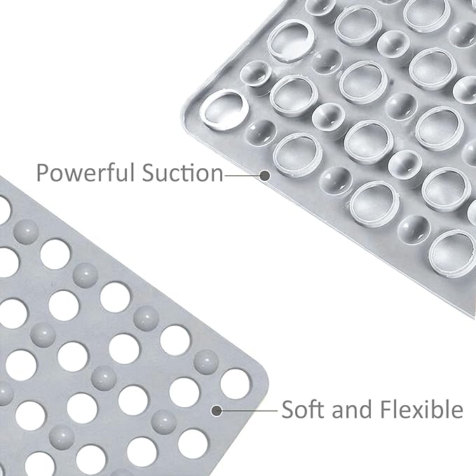 Tiamo Large Bathtub Mat 20.87" x 33.86",Non Slip Shower & Tub Mat for Elderly & Pregnant Women,Big Suction Cups,Quick Drain,Soft & Durable,Grey