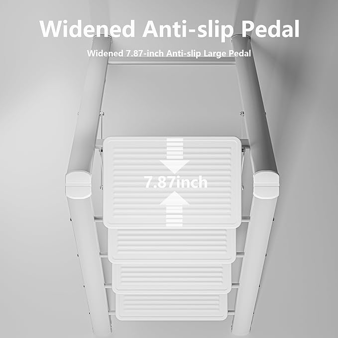 White Step Ladder White 4 Step Folding, Sturdy 330 Lbs Small Step Stool for Adults, Closet Step Stool Ladder with Anti-Slip Wide Pedals, Portable Folding Ladder for Home Kitchen Office