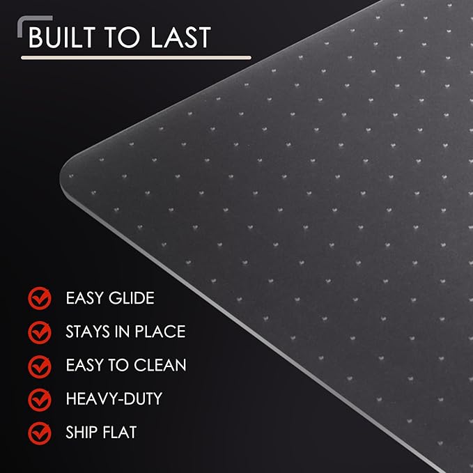 Kuyal Office Chair Mat for Carpet, 32‘’x48‘’ Clear Heavy Duty Computer Chair Mat, Under Desk Protector Carpeted Floors Mat, Easy Chair Movement,Ship Flat