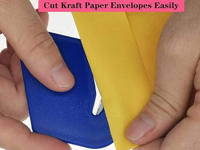 Letter Opener Envelope Slitter,6 Pack, Mail Openers Plastic Razor Blade,Envelope Cutter,Letter Opener for Women,Men,Office(red/white/dark blue/black/purple/sky blue)