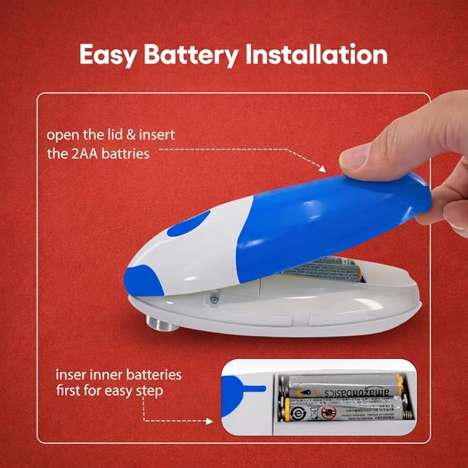 Electric Can Opener, One-Touch Automatic Smooth Edge Can Opener for All Can Sizes, Battery Operated Hands-Free Kitchen Gadget for Seniors with Arthritis (Blue)