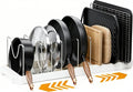 MUDEELA Pots and Pans Organizer under Cabinet, Pot Rack with Expandable Pot Lid Organizers Holder for 10 Adjustable Dividers, Pan Organizers inside Cabinet for Pan Lids, Cutting Boards, Baking Sheets