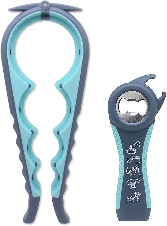 Bottle Opener for Arthritic Hand,Jar Opener for Old People, Children, Women, Those with Weak Hands,Multifunctional Kitchen Gadgets (02-Blue)